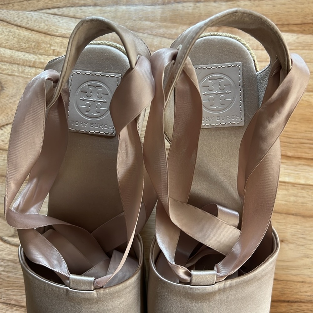 Tory Burch wedge Elisa Satin Espadrilles - Picture 6 of 7